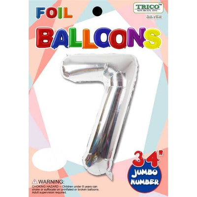 Foil Balloon - Jumbo Number 34" Silver 7