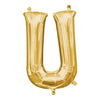 Foil Balloon - Mini Letter Gold U 16 Inch Air-Filled Only