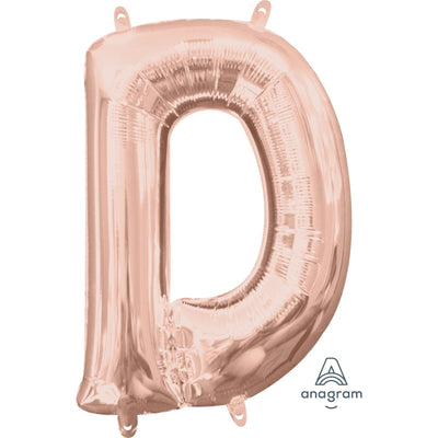 Foil Balloon - Mini Letter Rose Gold D 16 Inch Air-Filled Only