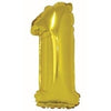 Foil Balloon - Mini Number Gold 1 16 Inch Air-Filled Only, Not Packaged