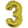 Foil Balloon - Mini Number Gold 3 16 Inch Air-Filled Only, Not Packaged