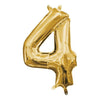 Foil Balloon - Mini Number Gold 4 16 Inch Air-Filled Only