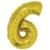 Foil Balloon - Mini Number Gold 6 16 Inch Air-Filled Only, Not Packaged