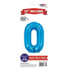 Foil Balloon - Mini Number Light Blue 0