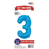 Foil Balloon - Mini Number Light Blue 3