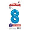 Foil Balloon - Mini Number Light Blue 8