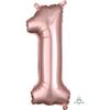 Foil Balloon - Mini Number Rose Gold 1 16 Inch Air-Filled Only