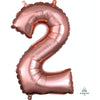 Foil Balloon - Mini Number Rose Gold 2 16 Inch Air-Filled Only