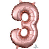 Foil Balloon - Mini Number Rose Gold 3 16 Inch Air-Filled Only