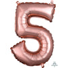 Foil Balloon - Mini Number Rose Gold 5 16 Inch Air-Filled Only