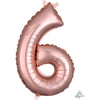 Foil Balloon - Mini Number Rose Gold 6 16 Inch Air-Filled Only