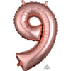 Foil Balloon - Mini Number Rose Gold 9 16 Inch Air-Filled Only