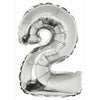 Foil Balloon - Mini Number Silver 2 16 Inch Air-Filled Only, Not Packaged