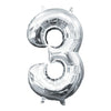 Foil Balloon - Mini Number Silver 3 16 Inch Air-Filled Only