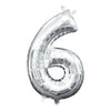 Foil Balloon - Mini Number Silver 6 16 Inch Air-Filled Only