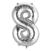 Foil Balloon - Mini Number Silver 8 16 Inch Air-Filled Only