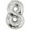 Foil Balloon - Mini Number Silver 8 16 Inch Air-Filled Only, Not Packaged