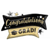 Foil Balloon - Super Shape Congrats Grad Gold Black