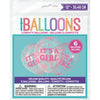 Girl Clear Latex Balloons With Pink Confetti 12", 6 Count