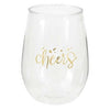 Gold Cheers 15Oz Plastic Stemless Wine Glass