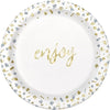 Gold Confetti Celebrate Round 7" Dessert Plates, 10 Count