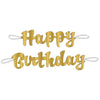 Gold Script " Happy Birthday" Banner