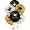 Graduation Latex Balloons - Gold, Silver, Black & Clear