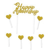 Happy Anniversary Cake Topper Gold; 6