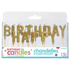 Happy Birthday Glitter Pick Candles - Gold