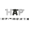 Happy Graduation Large Foil Letter Banner- Black & Silver