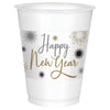 Happy New Year Printed Plastic Cups - Black, Silver, Gold