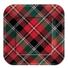 Holiday Plaid Square Plates, 7"