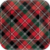 Holiday Plaid Square Plates, 9"