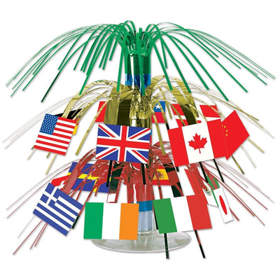 Int'L Flag Mini Cascade Centerpiece Combination Metallic & Boardstock