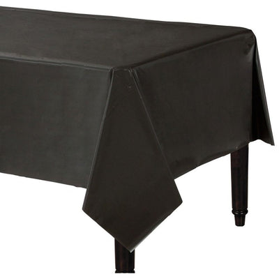 Jet Black ReCountangular Plastic Table Cover, 54" X 108"