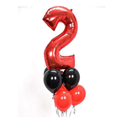 Jumbo Number Helium Balloon Bouquet With 1 Number And 6 Latex Balloons