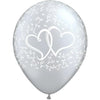 Latex Balloons High Count Bag - Hearts Entwined Silver