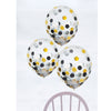 Latex Balloons W/ Confetti - Black/Silver/Gold, 12"