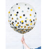 Latex Balloons W/ Confetti - Black/Silver/Gold, 24"