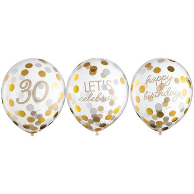 Golden Age Birthday 30Th Latex Confetti Balloon