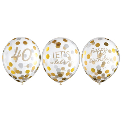 Golden Age Birthday 40Th Latex Confetti Balloon
