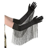 Long Fringe Blck Gloves Adult