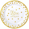 " Love" Round Premium Plastic Plates, 7 1/2"