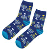 Menorahs Socks, W/ Metallic, Cotton Blend, Adult Crew,14" H,