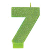 Numeral #7 Glitter Candle - Kiwi