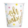 " Oh Baby" Gold Baby Shower 9Oz Paper Cups, 8 Count