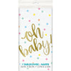 " Oh Baby" Gold Baby Shower ReCountangular Plastic Table Cover, 54" X 84"
