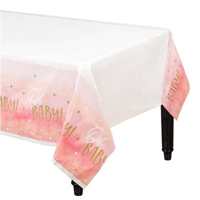 Oh Baby Pink Plastic Table Cover