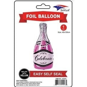 Pink Champagne Bottle Foil Supershape Balloon