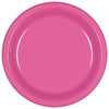 Bright Pink Plastic Plates, 9"